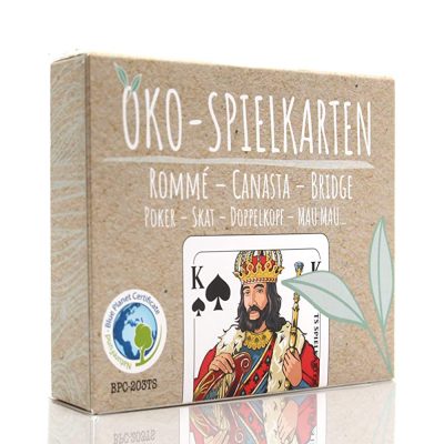 Rommé Spielkarten Öko – nachhaltiges Kartenset mit französischem Bild – stehende Box
