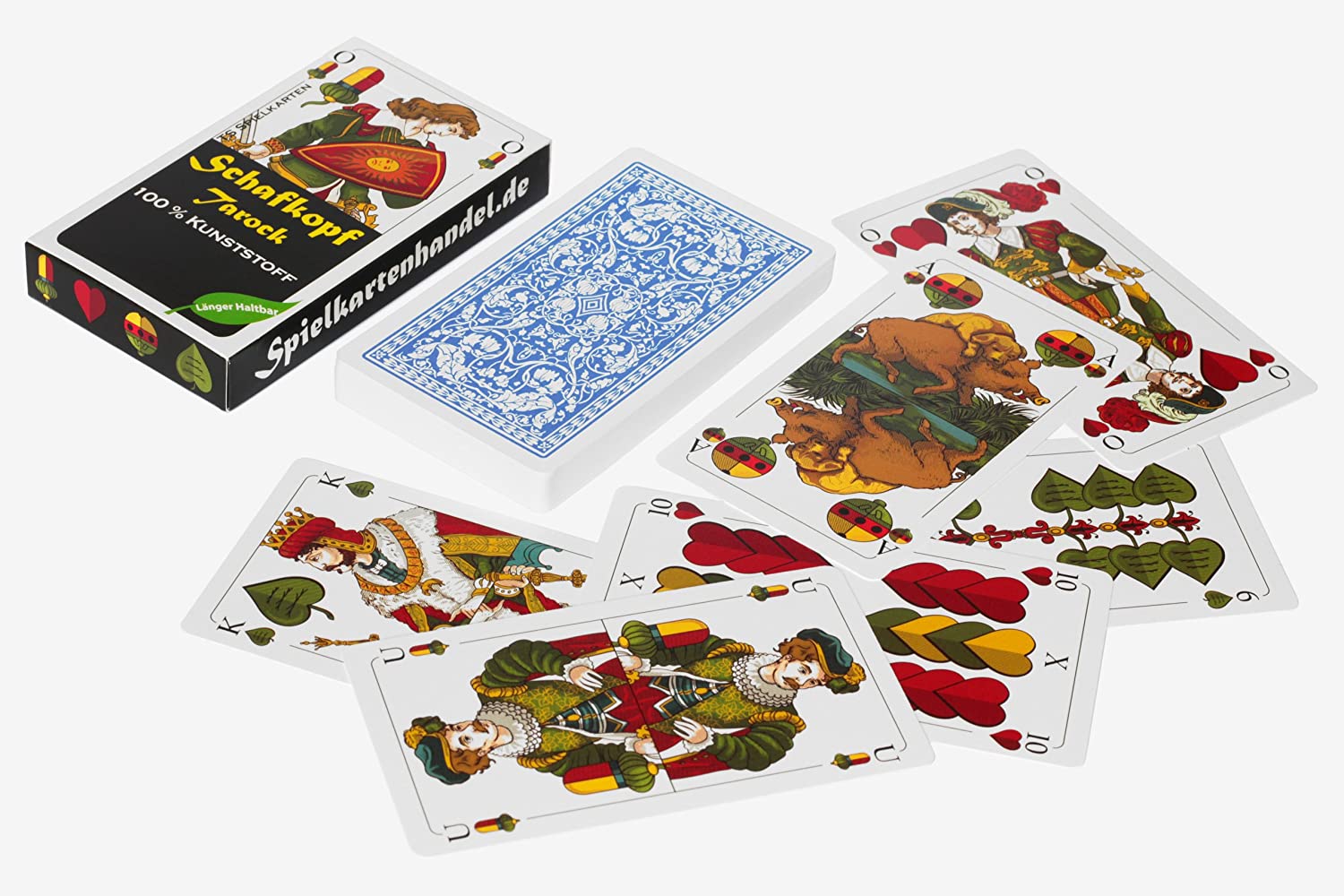 Skat Kartenspiel aus 100% Kunststoff Plastik 1x, Karten in Faltschachtel 1x 