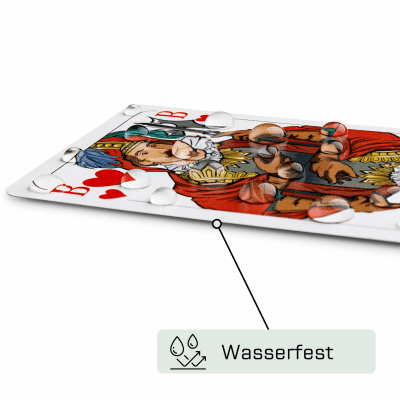 Romme Kunststoffspielkarten Premium – Hinweis wasserfest