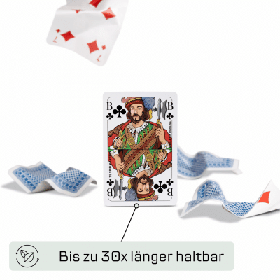 Romme Kunststoffspielkarten Premium – Hinweis besonders langlebig