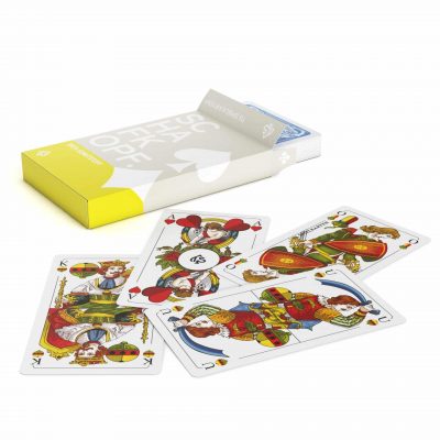 Schafkopf TAROCK Kunststoffspielkarten – Box liegend, Karten davor