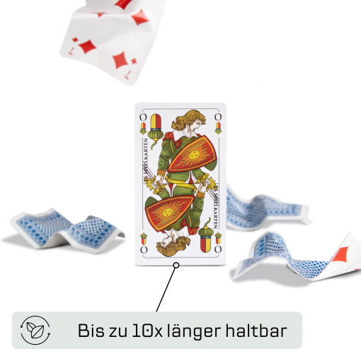 Schafkopf Leinen Spielkarten haltbar. Kartendeck mit bayrischem Bild