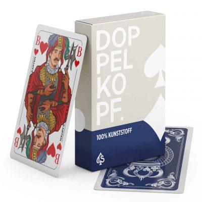 Doppelkopf Spielkarten Kunststoff – Artikelansicht mit Schachtel und Karten