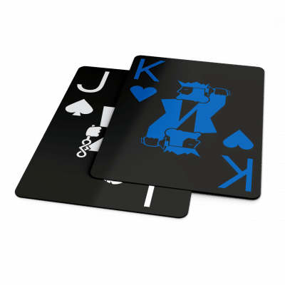 MINDRAX Poker Karten Blau – Kunststoff Premium Spielkarten – zwei Karten Vorderseite