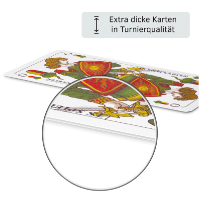 Schafkopf Spielkarten Leinen – Hinweis extra dicke Karten in Turnierqualität