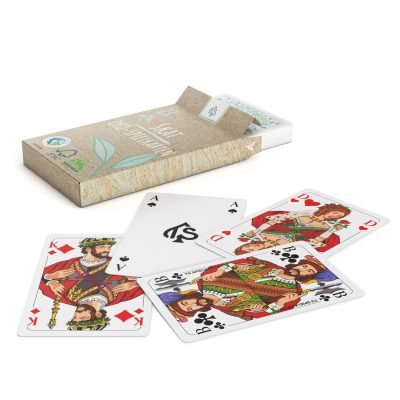 Schafkopf Spielkarten Leinen – bayerisches Bild, Schachtel mit ausgelegten Karten