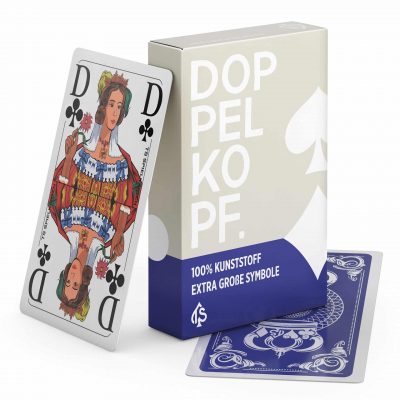 Doppelkopf Senioren Kunststoffspielkarten – Box stehend, Karte angelehnt