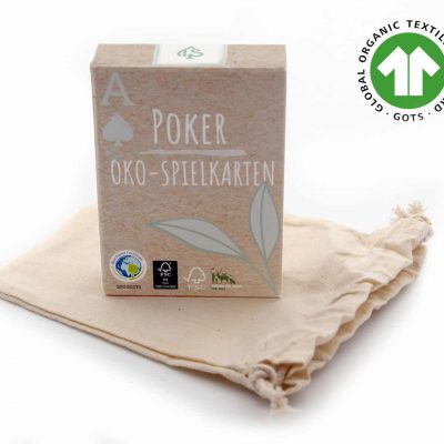 Baumwollbeutel Bio – Stoffbeutel mit stehender Spielkartenbox