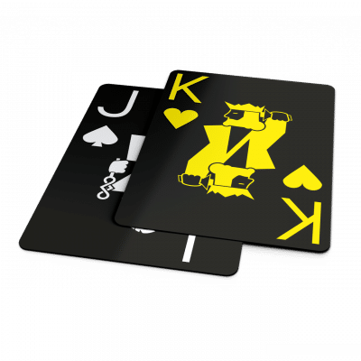 MINDRAX Poker Karten Gelb – Premium Kunststoff Kartenset – zwei Karten Vorderseite