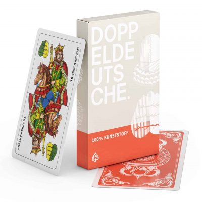 Schnapskarten Doppeldeutsche Kunststoff – Box stehend, Karte angelehnt