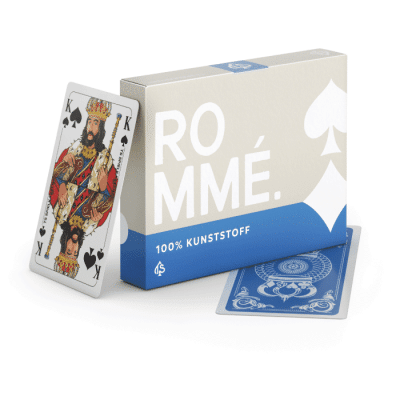 Rommé Spielkarten – Schachtelansicht als Illustration für Spielregeln und Anleitung