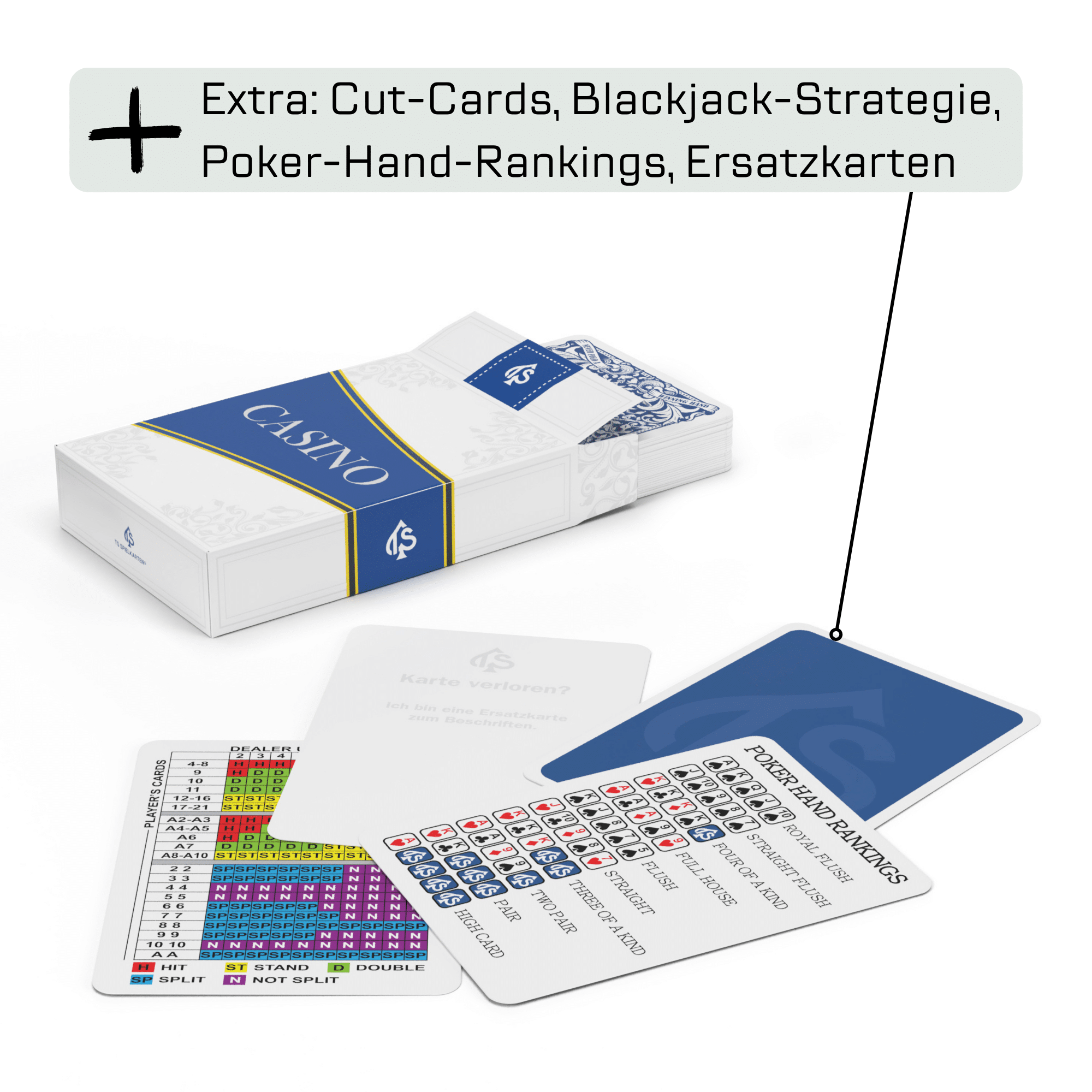 Premium Casino Karten Set Kunststoff – 2er Poker & Blackjack Kartenset – 100 % Kunststoff | TS Spielkarten 3 Premium Casino Karten Set Kunststoff – 2er Poker & Blackjack Kartenset – 100 % Kunststoff | TS Spielkarten – Bild 3